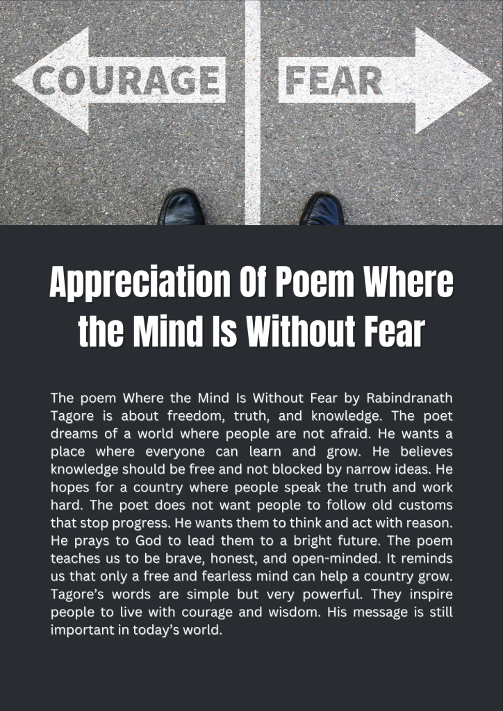 Appreciation Of Poem Where the Mind Is Without Fear